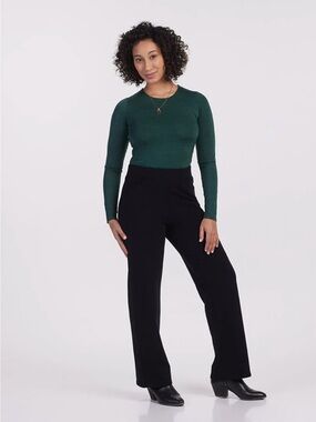 WOOLX ‘Ellie’ Wide Leg Wool Pants in Black